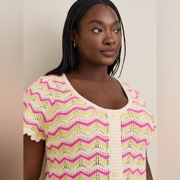 Torrid Pointelle Pullover Flutter Sleeve Sweater Size 0 (0X) - Picture 5 of 16